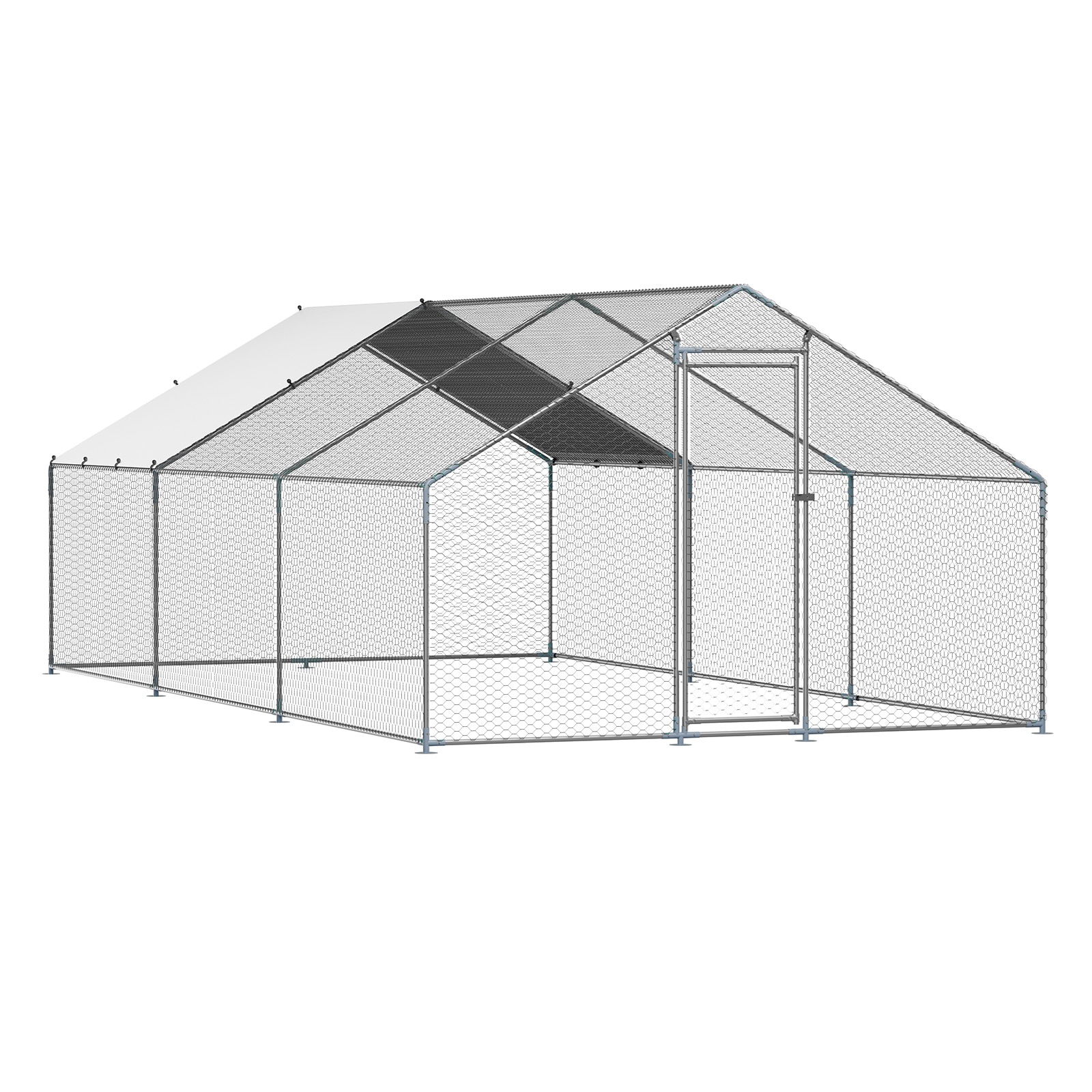 Metal Walk-in Chicken Coop With Waterproof Roof Cover_voghion.com